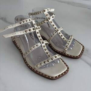 Ash White Studded Flat Sandals sz 8.5
